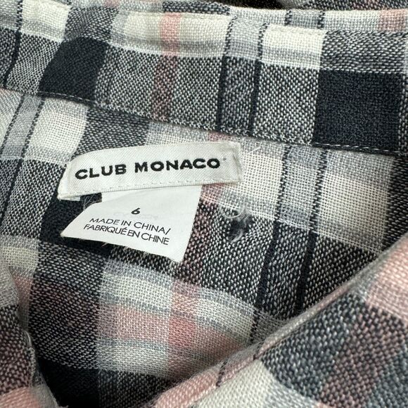 CLUB MONACO Dress Womens Size 6 Midi Flannel Shirt Plaid Peplum Waist Wool Blend - Picture 10 of 10
